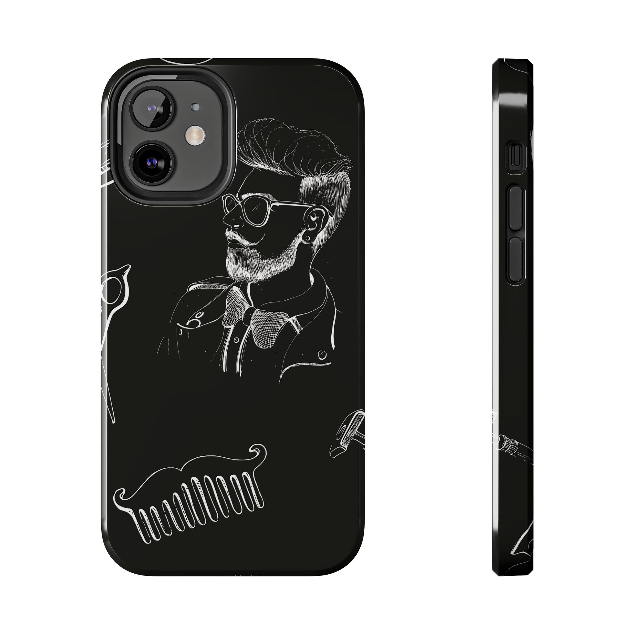 Bearded Barber Sketch Tough Phone Case — Hipster Grooming Design