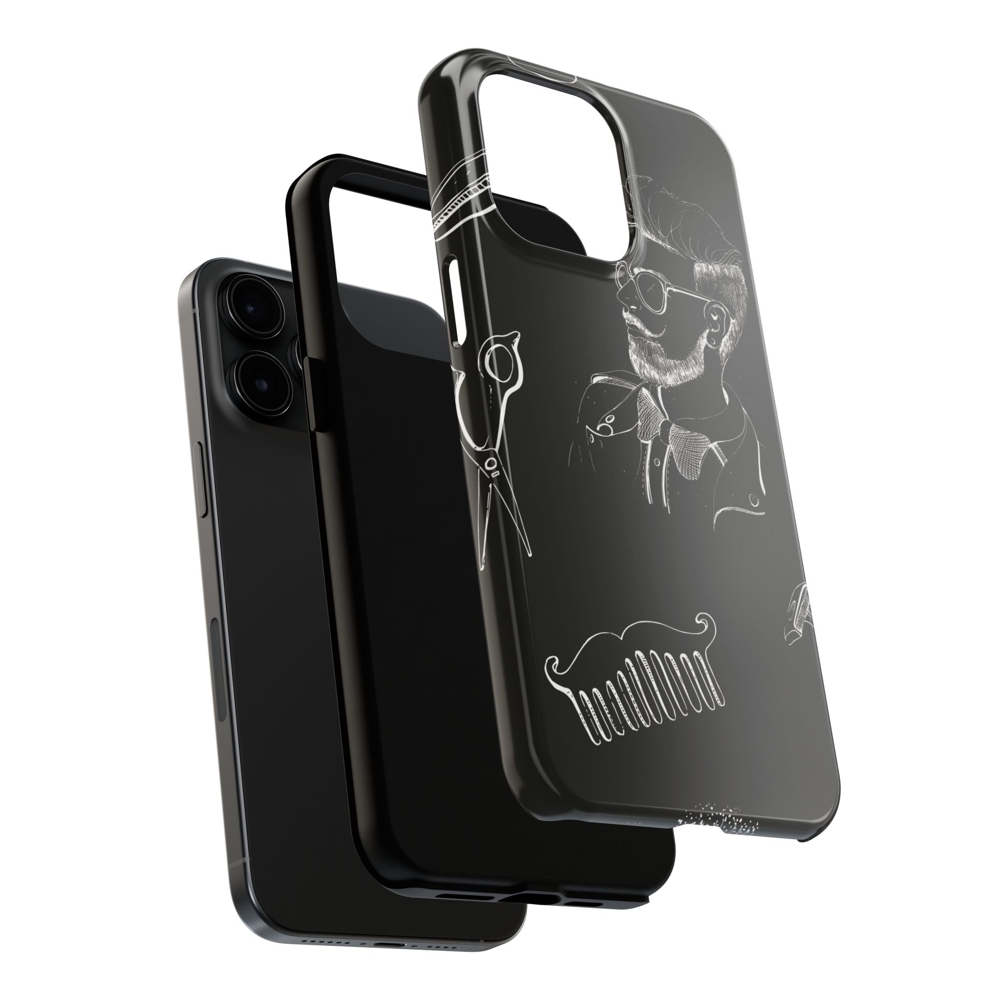 Bearded Barber Sketch Tough Phone Case — Hipster Grooming Design