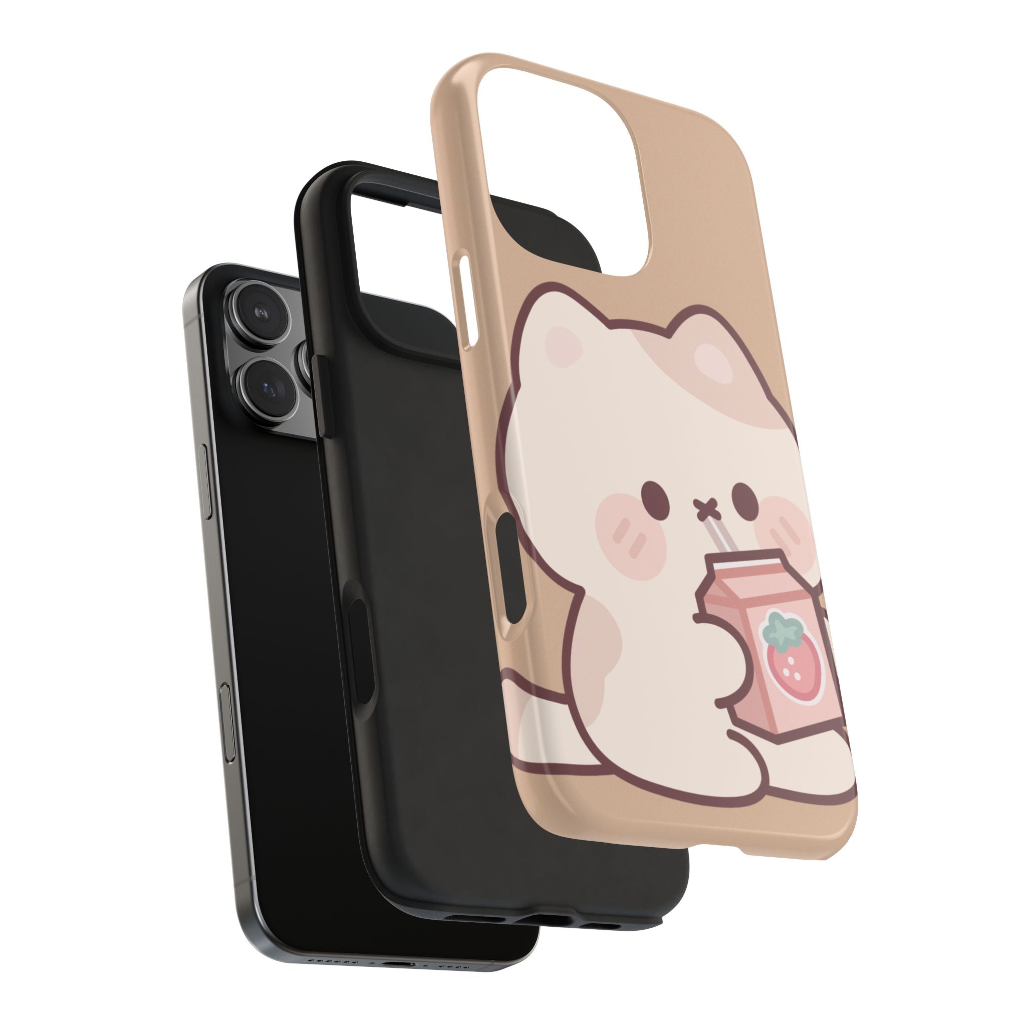 Kawaii Cat with Strawberry Milk Tough Phone Case
