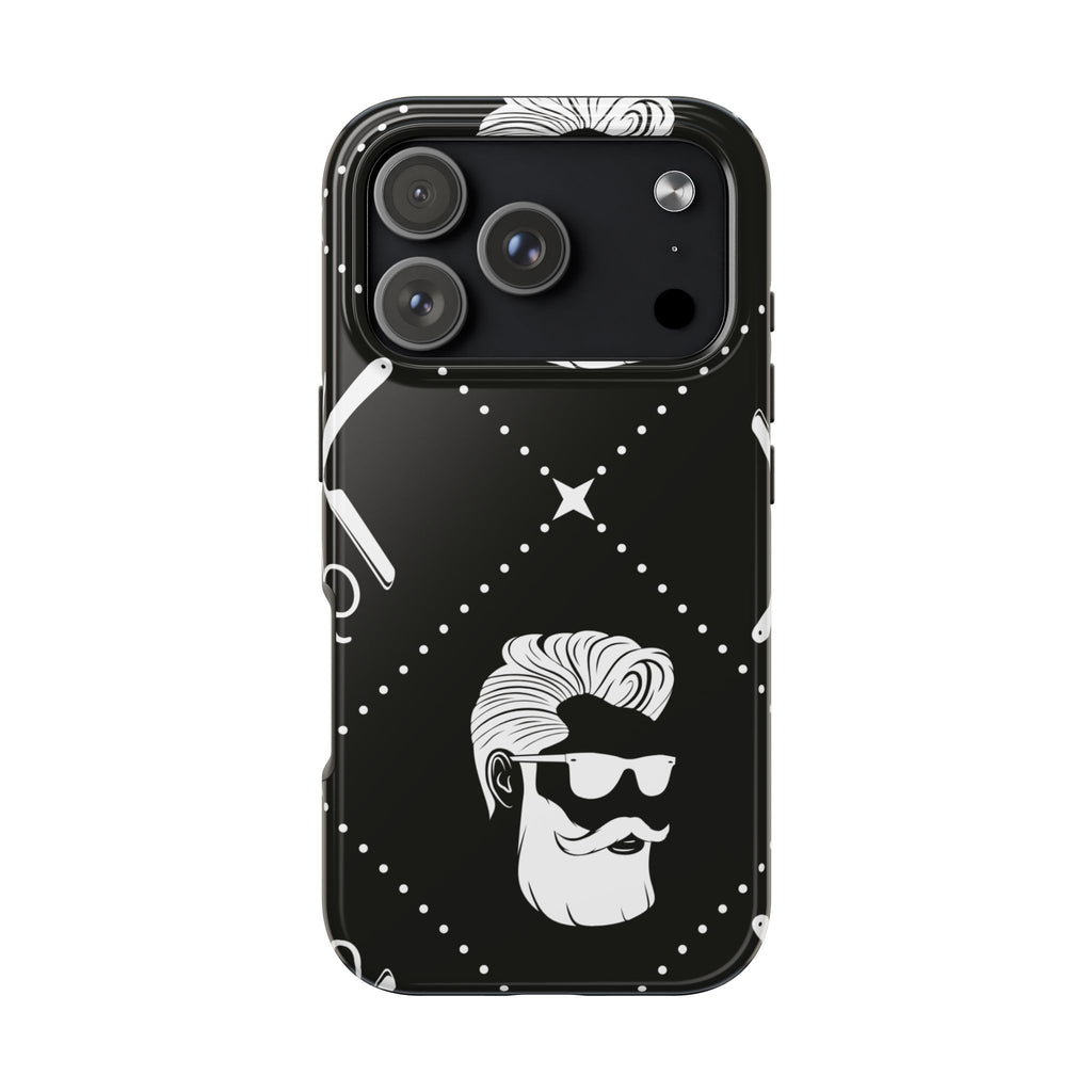Bearded Barber Pattern Tough Phone Case — Cool Vintage Hipster Design