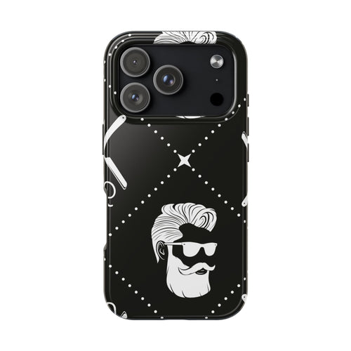 Bearded Barber Pattern Tough Phone Case — Cool Vintage Hipster Design