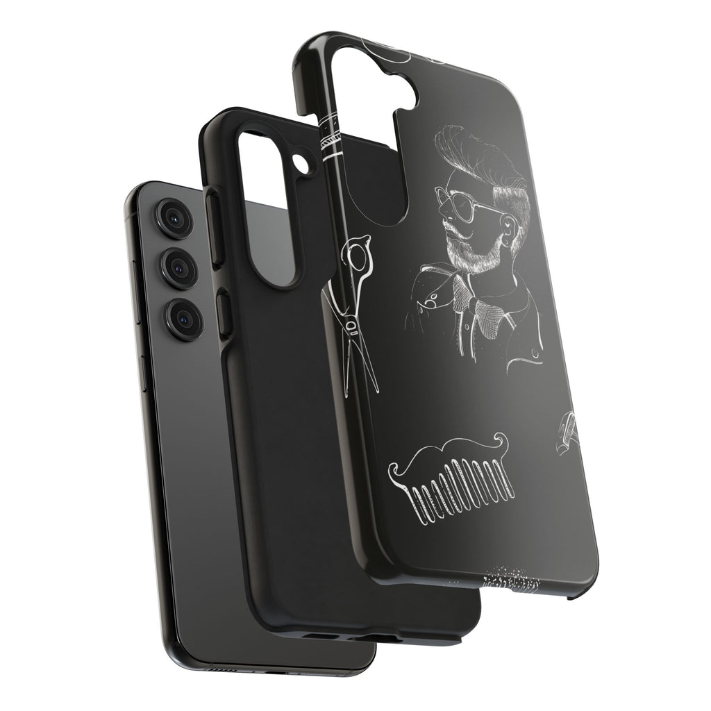Bearded Barber Sketch Tough Phone Case — Hipster Grooming Design