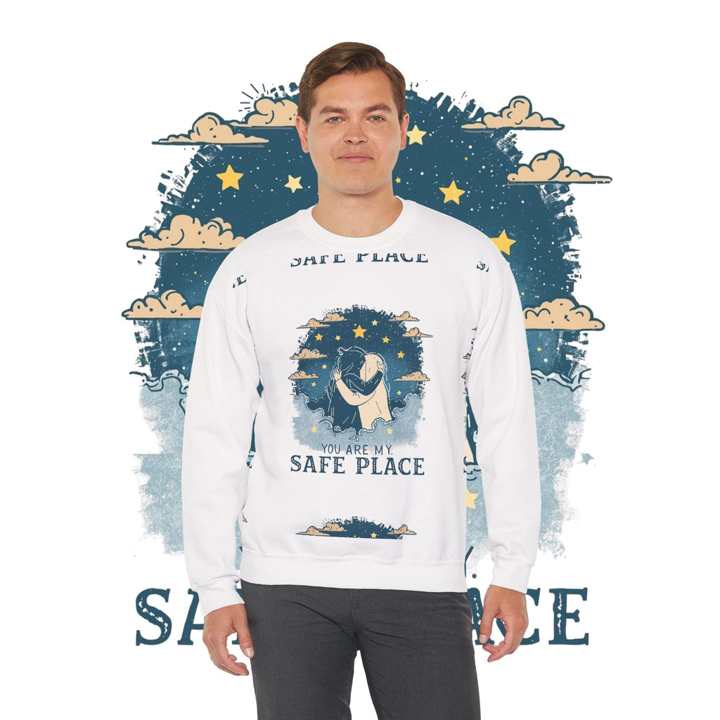 Safe Place Crewneck Sweatshirt — Comforting Hug Graphic