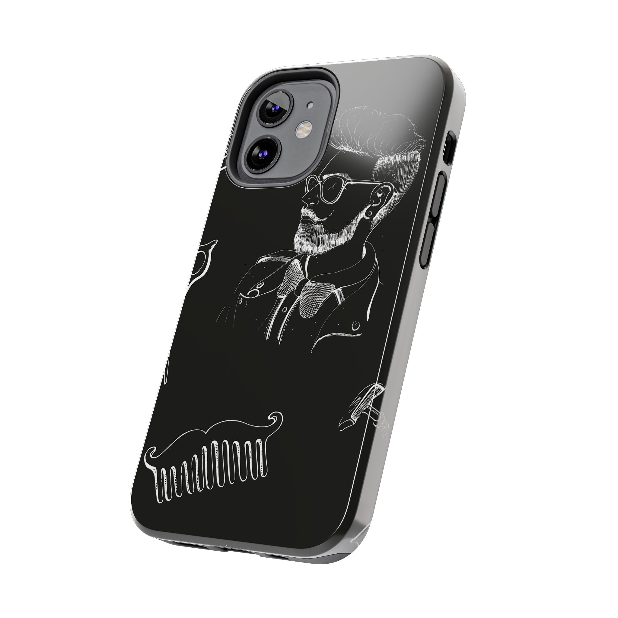 Bearded Barber Sketch Tough Phone Case — Hipster Grooming Design
