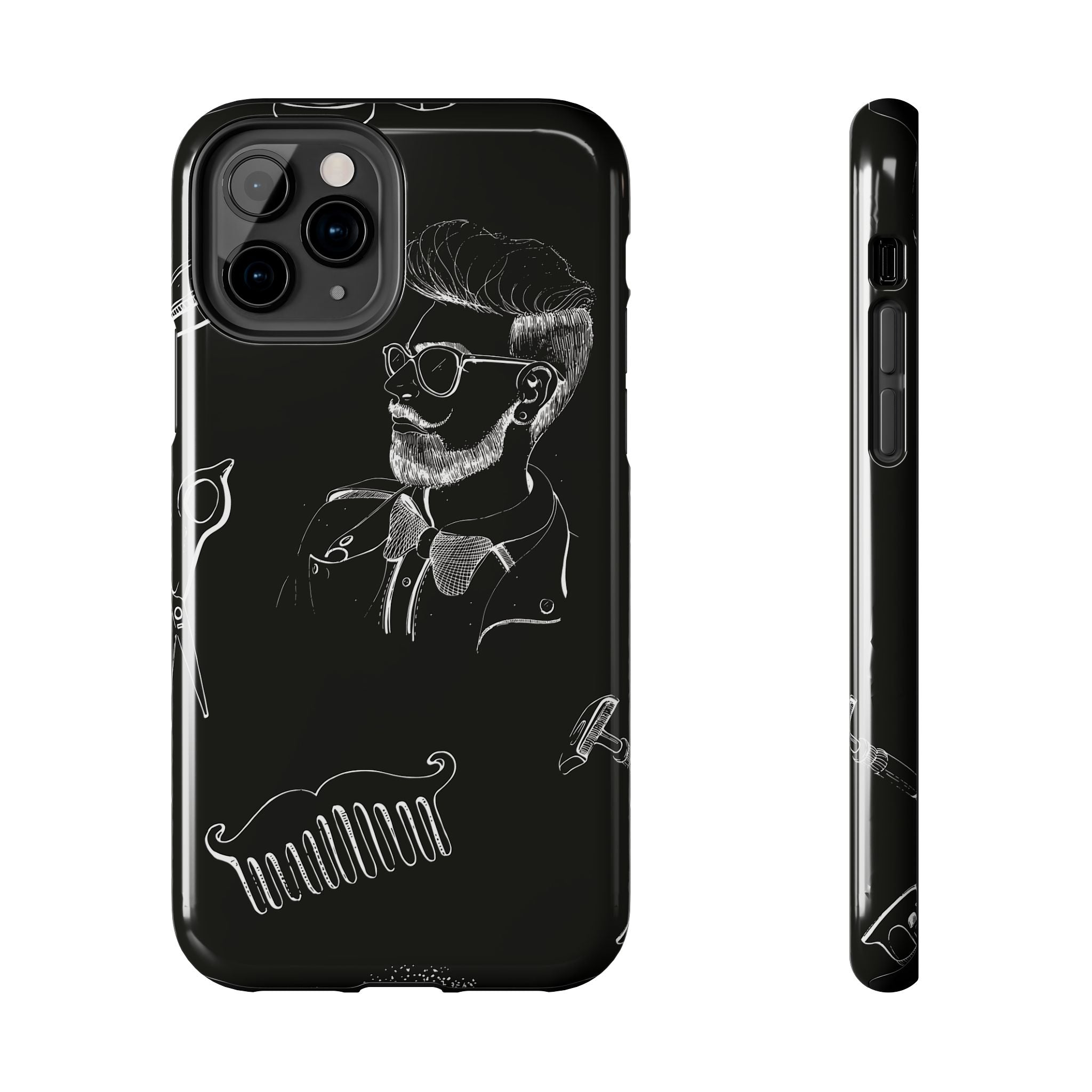 Bearded Barber Sketch Tough Phone Case — Hipster Grooming Design