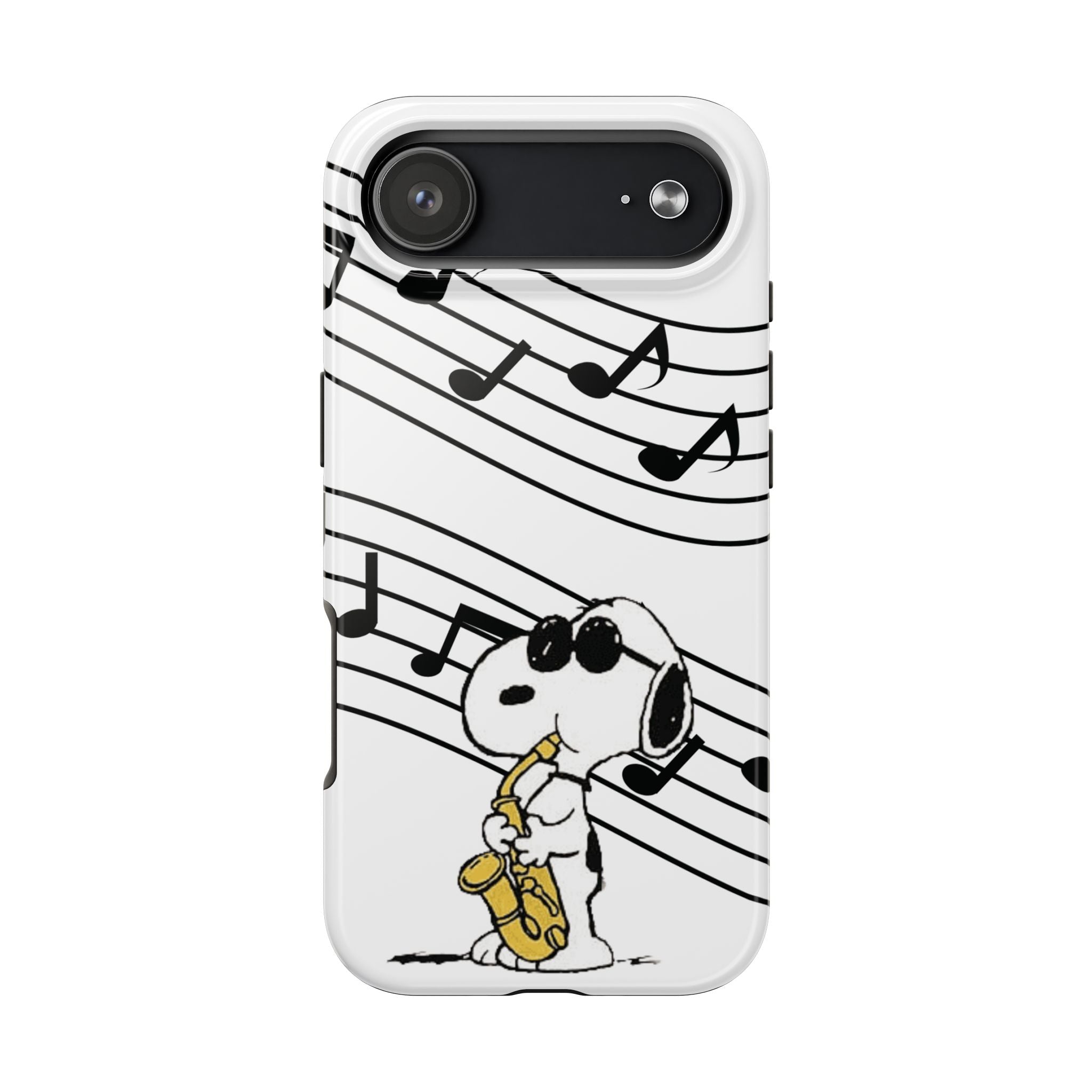 Snoopy Saxophone Tough Phone Case — Musical Notes Protective Cover