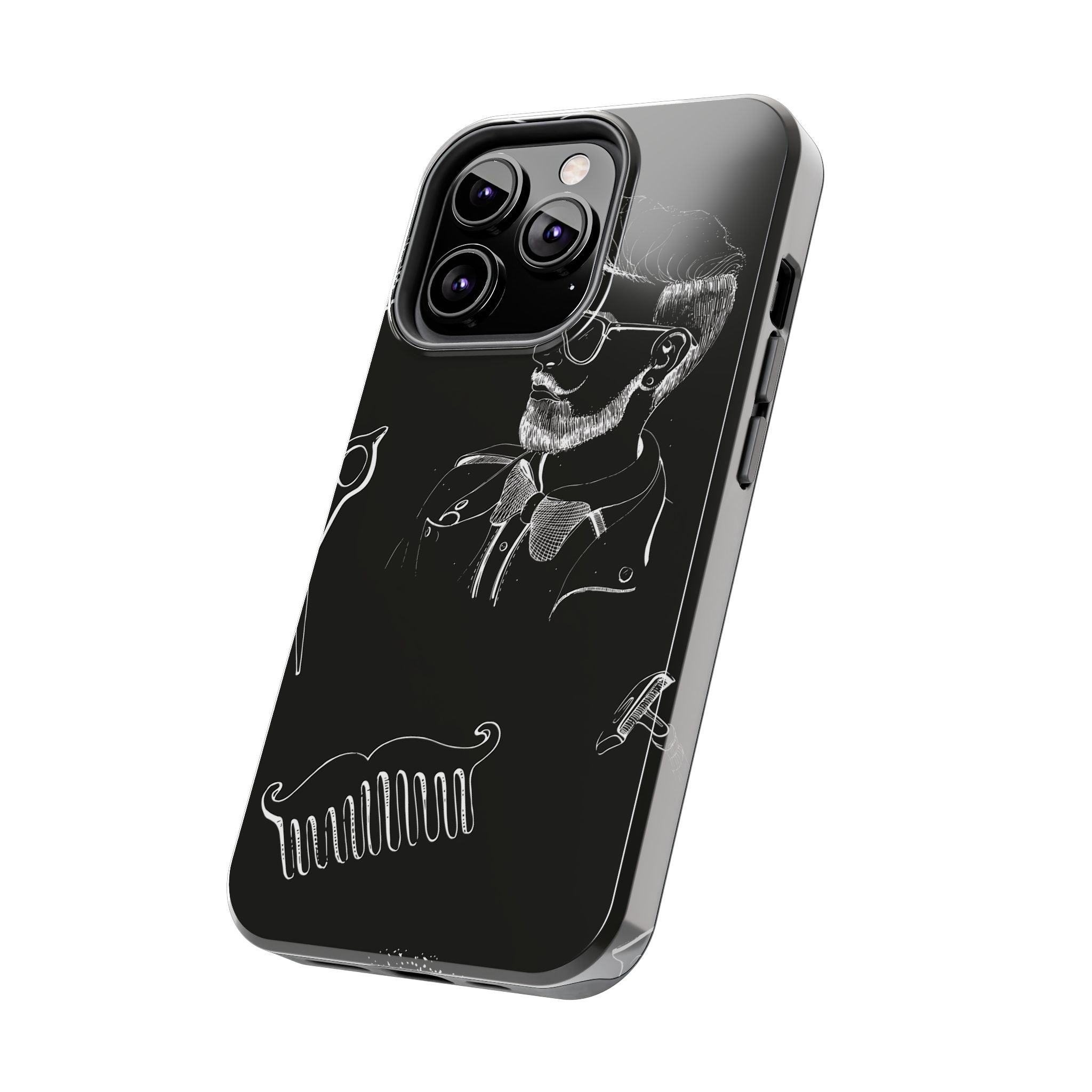 Bearded Barber Sketch Tough Phone Case — Hipster Grooming Design