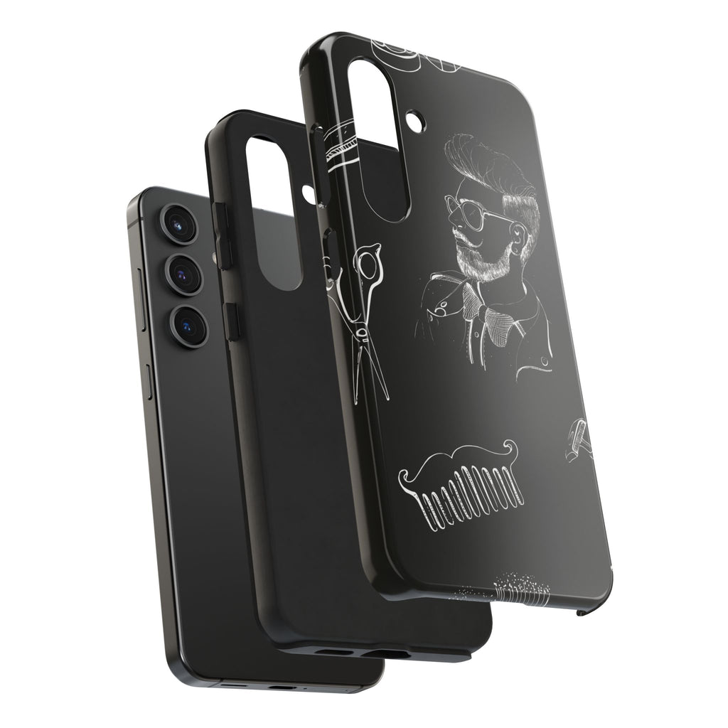 Bearded Barber Sketch Tough Phone Case — Hipster Grooming Design
