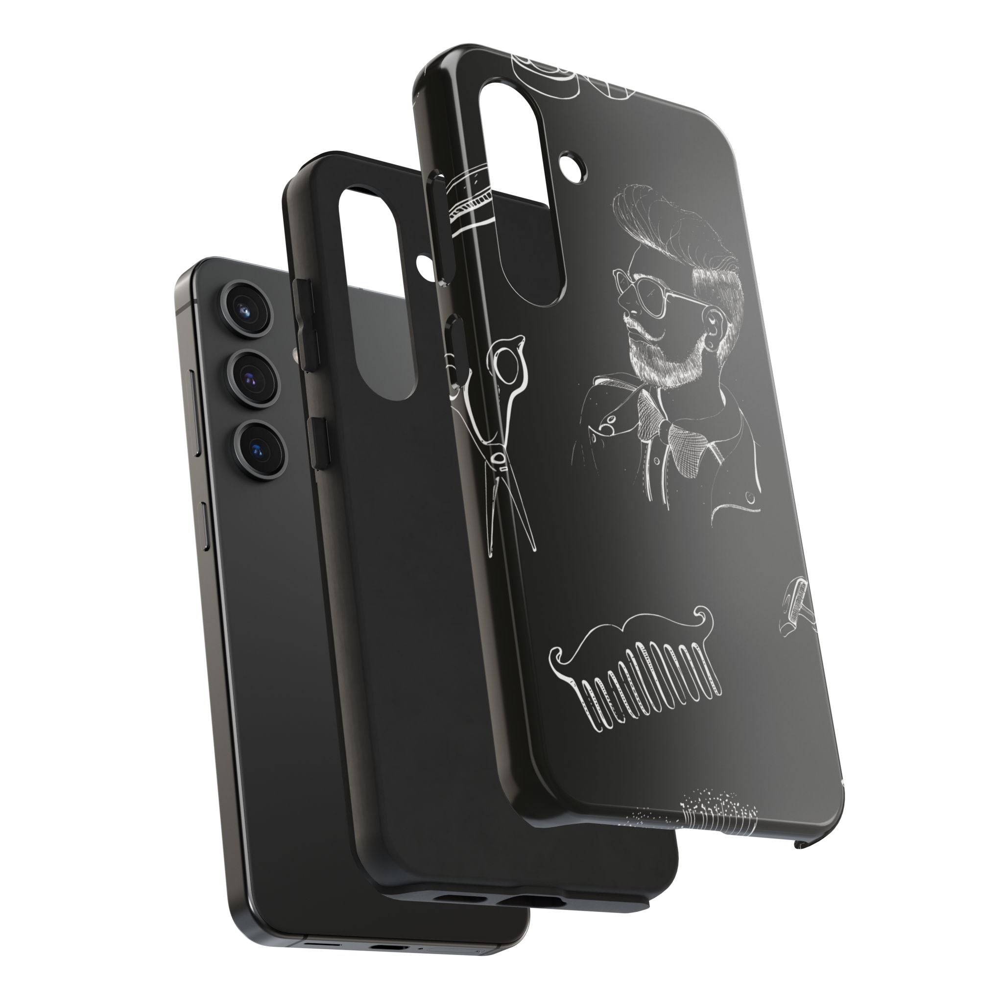 Bearded Barber Sketch Tough Phone Case — Hipster Grooming Design