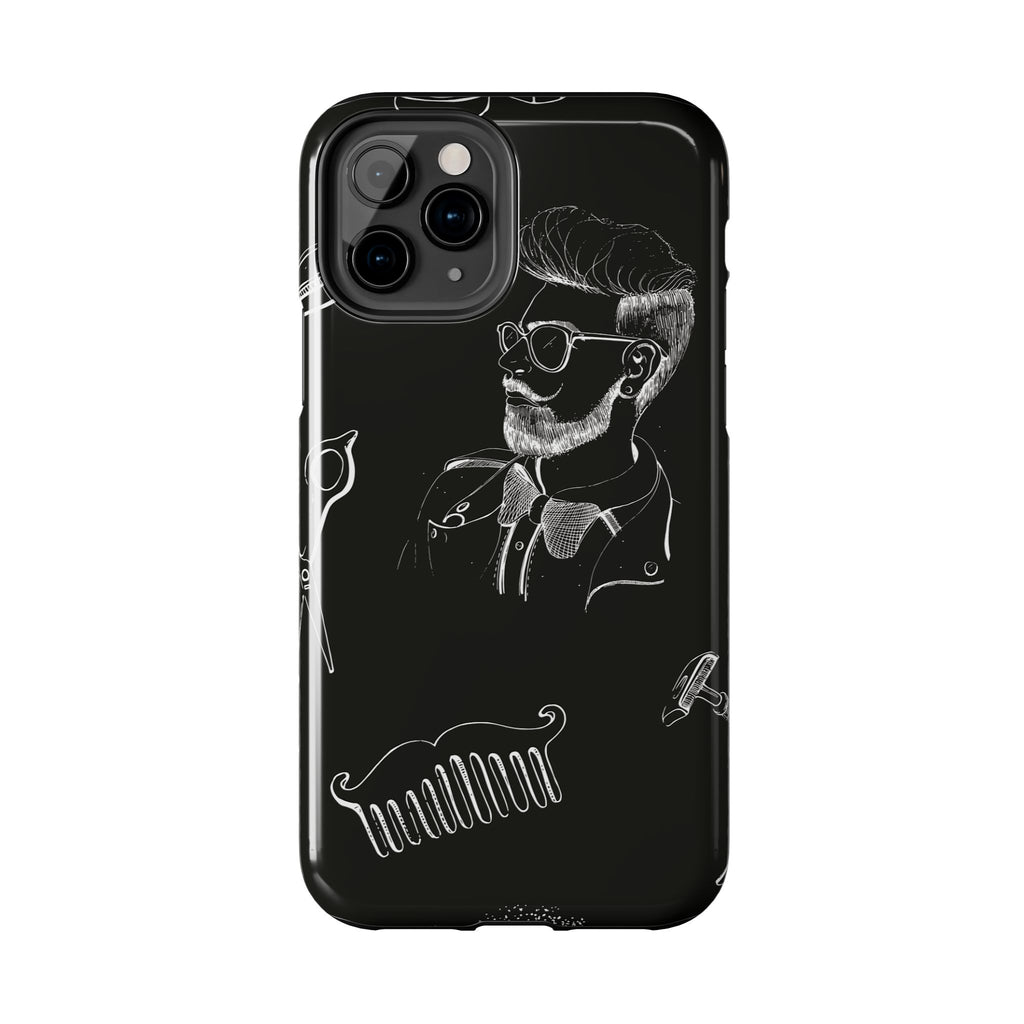 Bearded Barber Sketch Tough Phone Case — Hipster Grooming Design