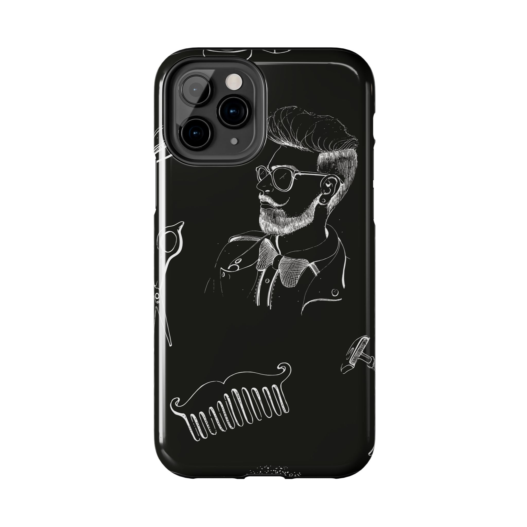 Bearded Barber Sketch Tough Phone Case — Hipster Grooming Design