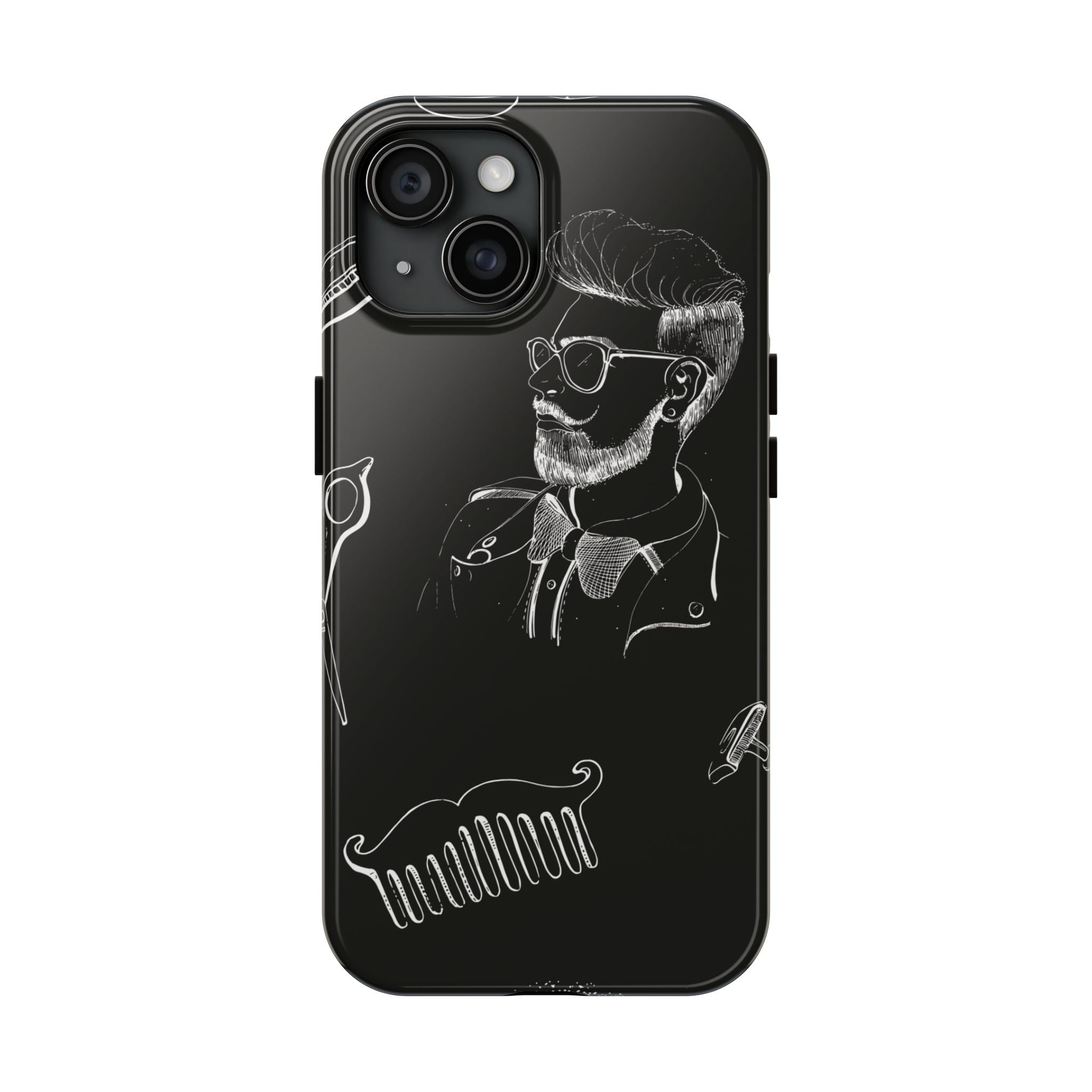 Bearded Barber Sketch Tough Phone Case — Hipster Grooming Design