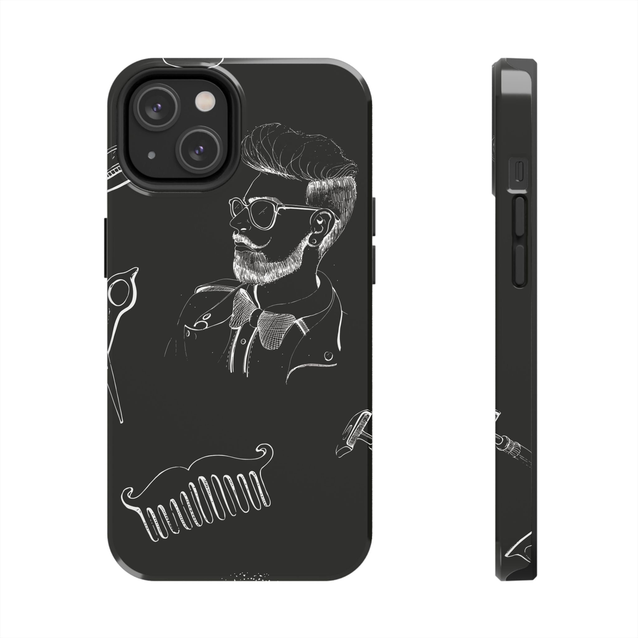 Bearded Barber Sketch Tough Phone Case — Hipster Grooming Design