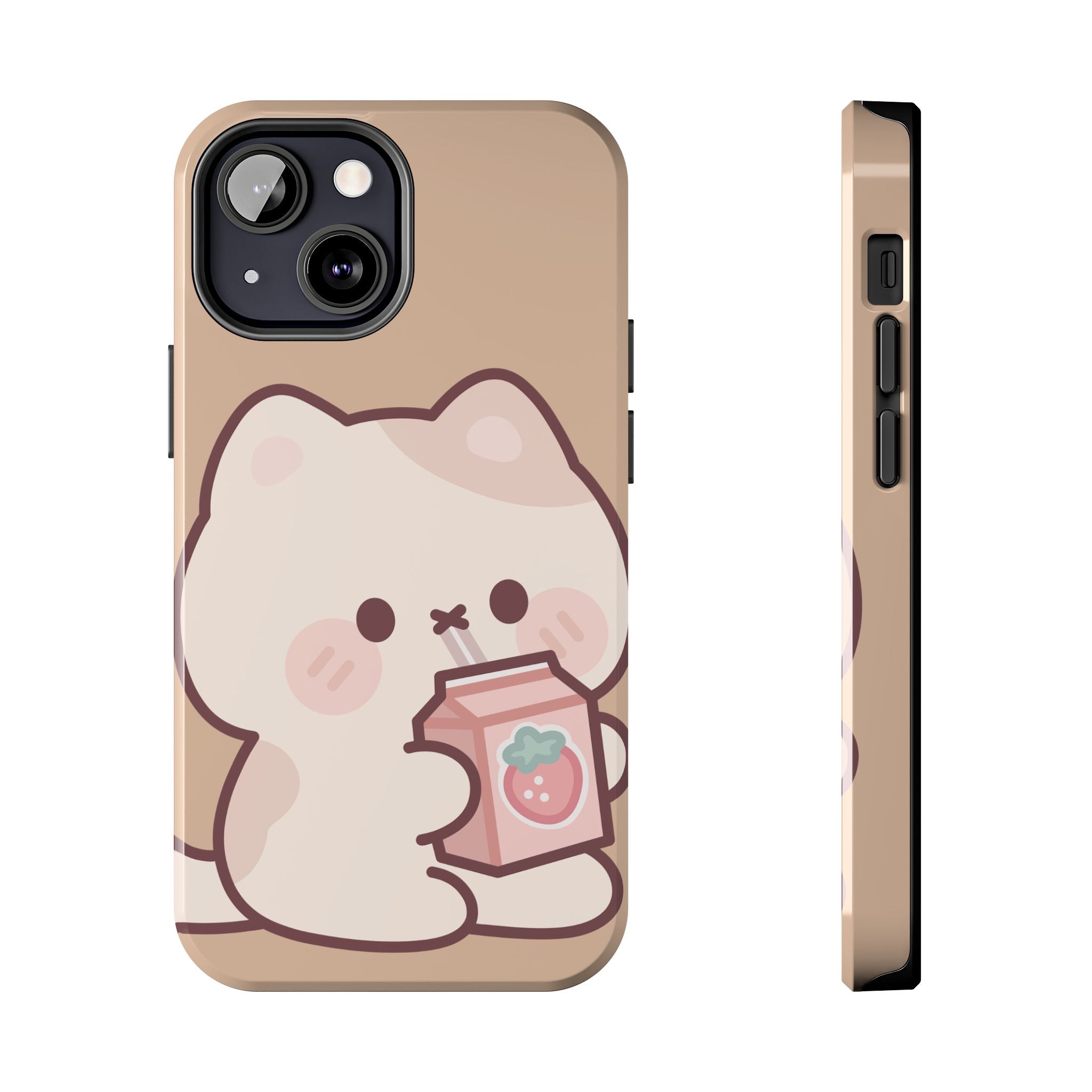 Kawaii Cat with Strawberry Milk Tough Phone Case