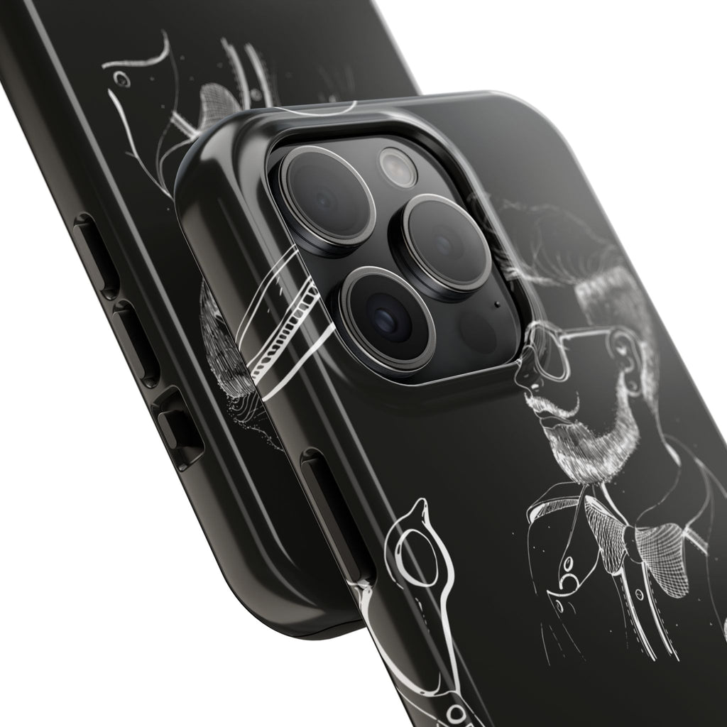 Bearded Barber Sketch Tough Phone Case — Hipster Grooming Design