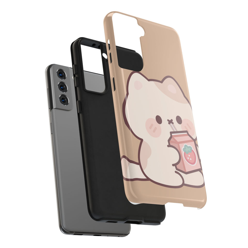 Kawaii Cat with Strawberry Milk Tough Phone Case