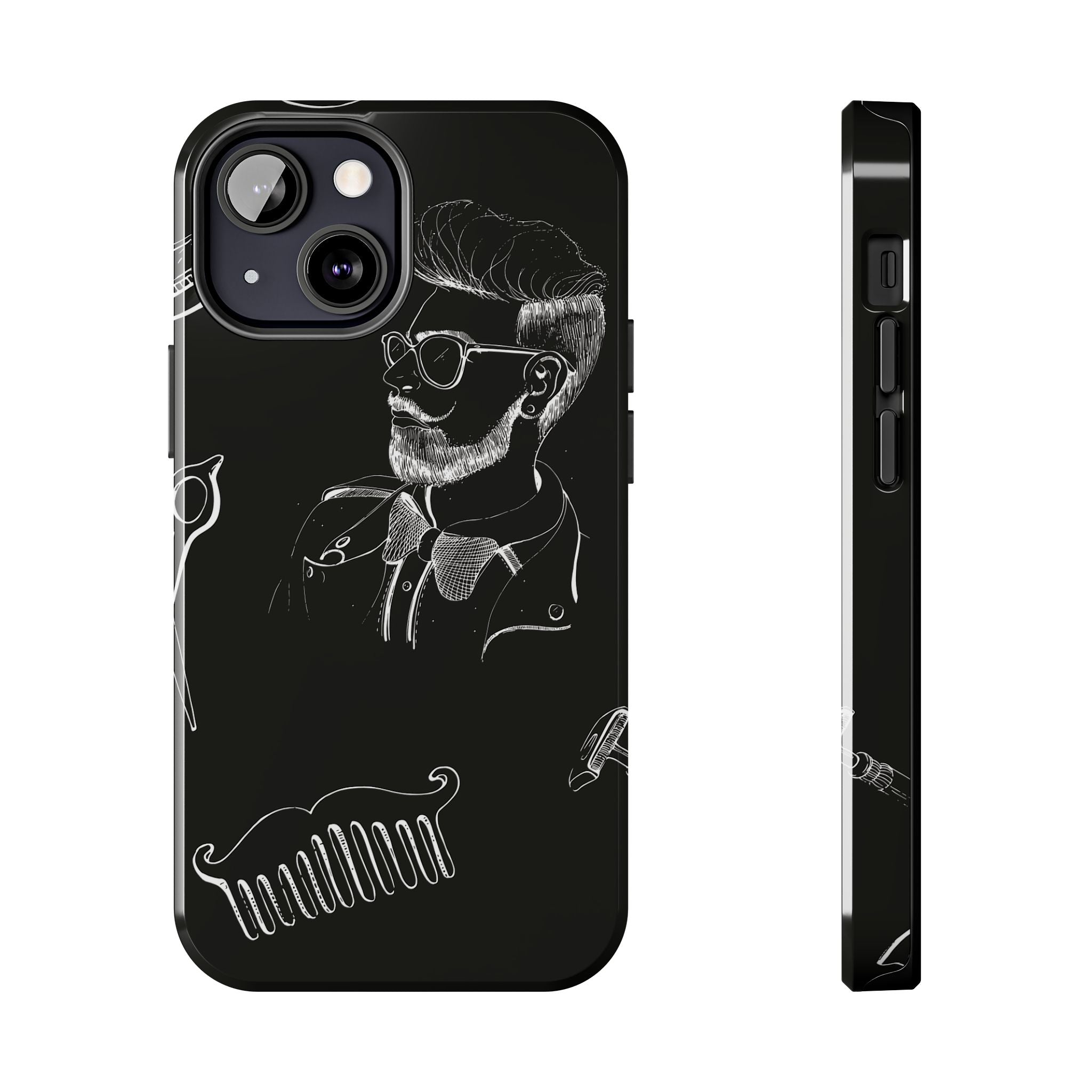 Bearded Barber Sketch Tough Phone Case — Hipster Grooming Design