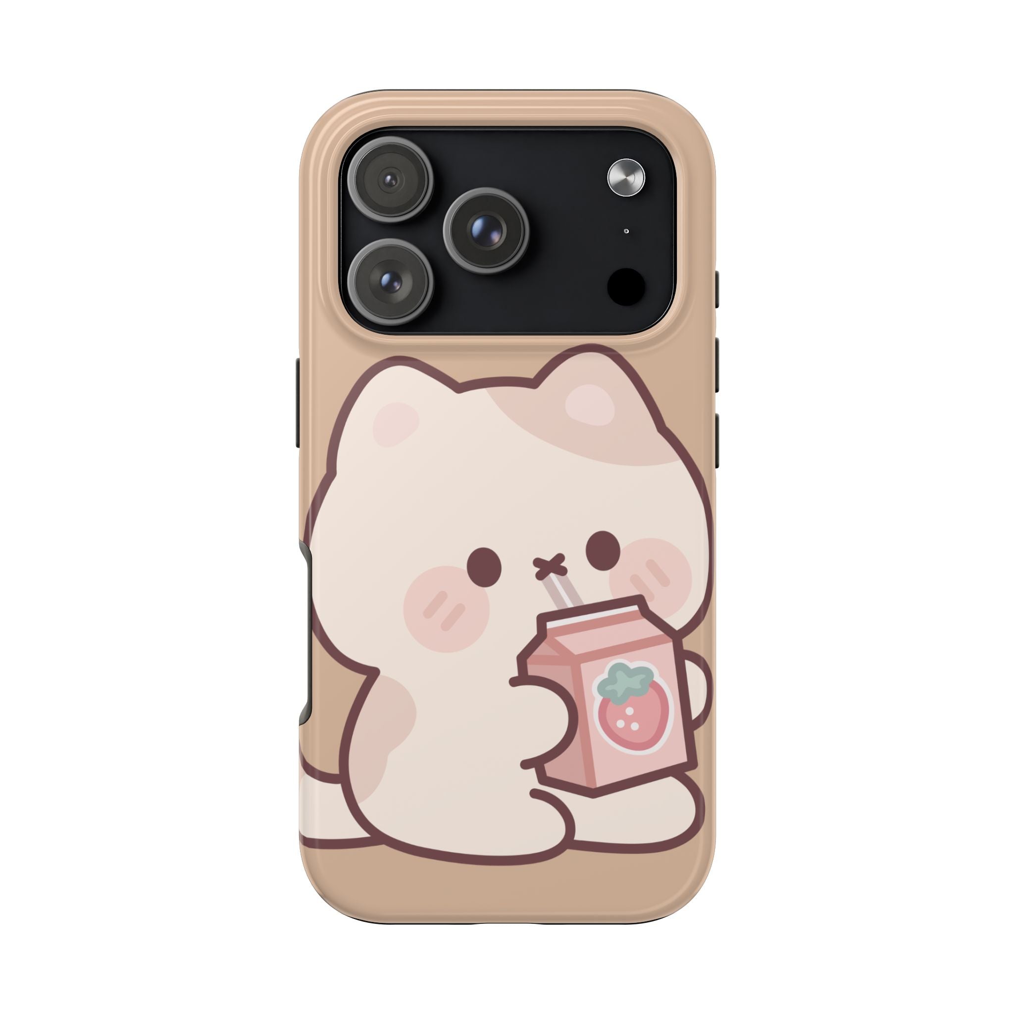 Kawaii Cat with Strawberry Milk Tough Phone Case