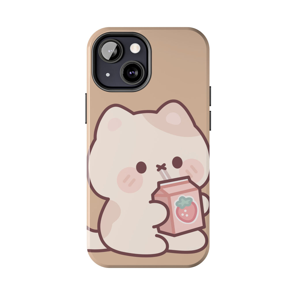 Kawaii Cat with Strawberry Milk Tough Phone Case