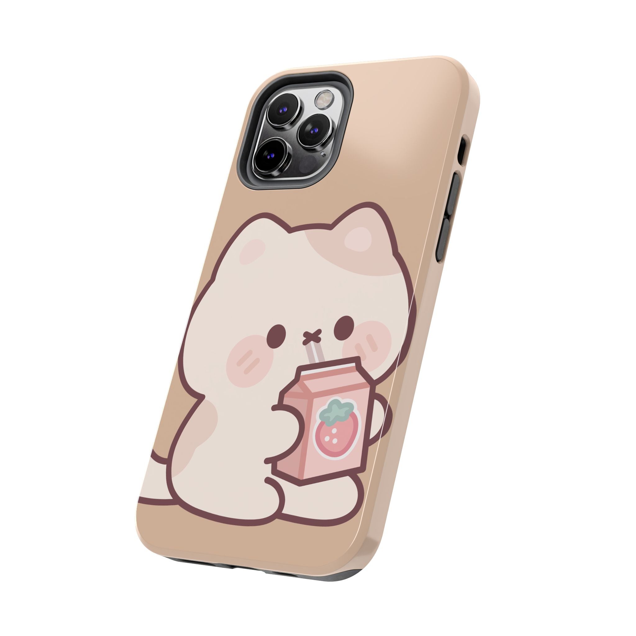 Kawaii Cat with Strawberry Milk Tough Phone Case