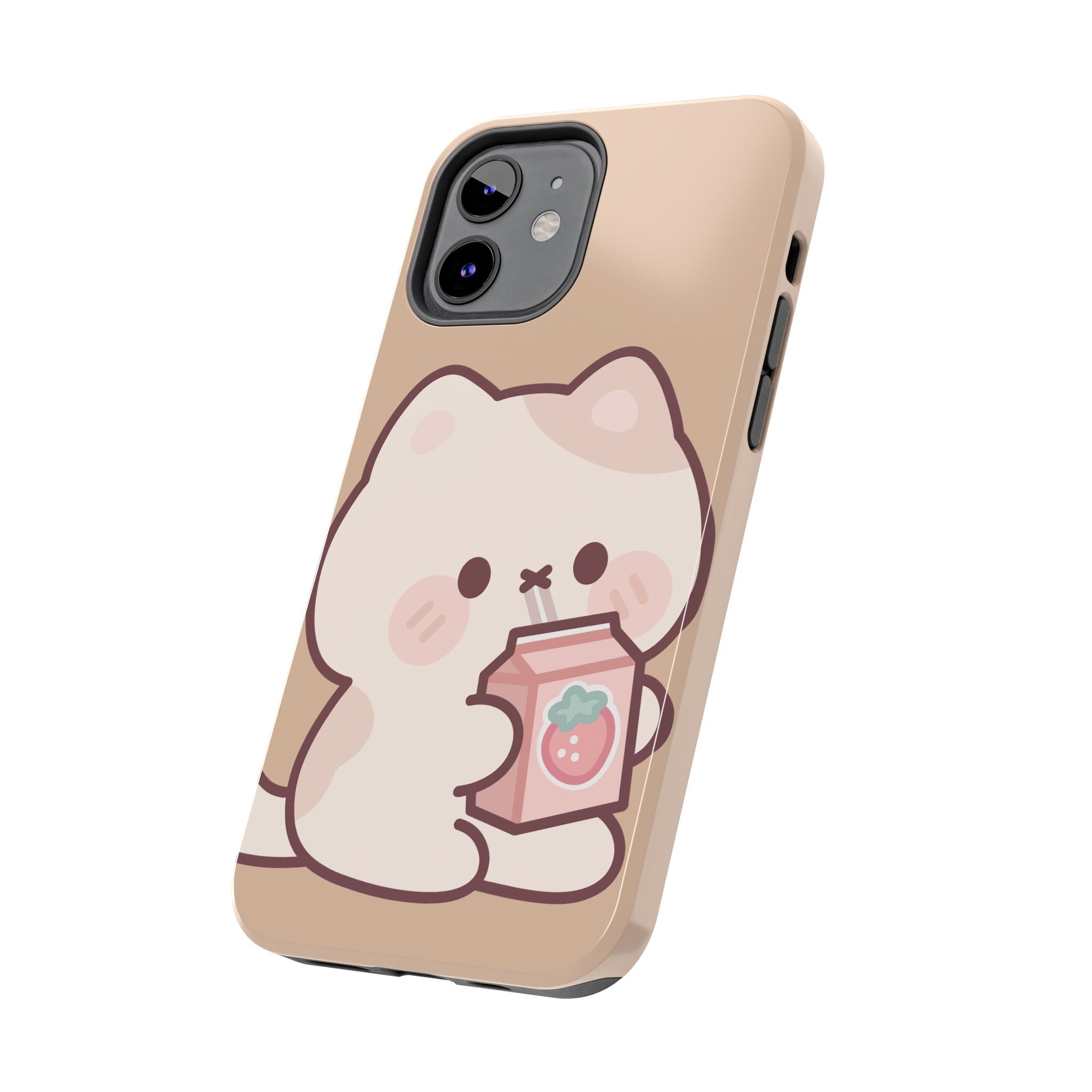 Kawaii Cat with Strawberry Milk Tough Phone Case