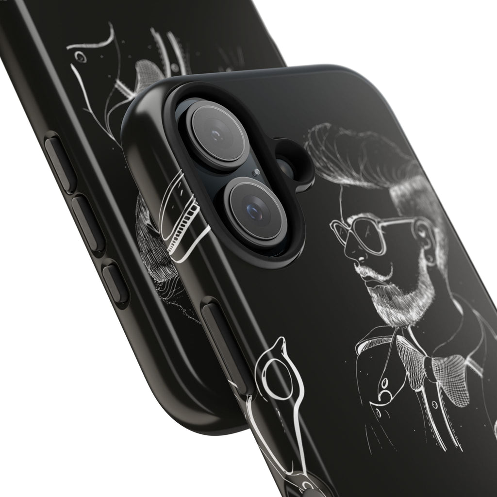 Bearded Barber Sketch Tough Phone Case — Hipster Grooming Design
