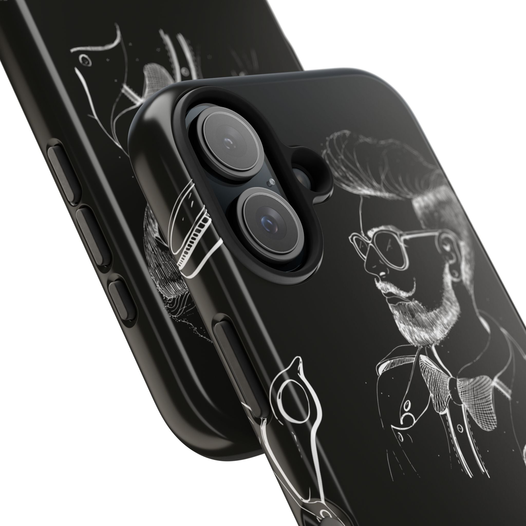 Bearded Barber Sketch Tough Phone Case — Hipster Grooming Design