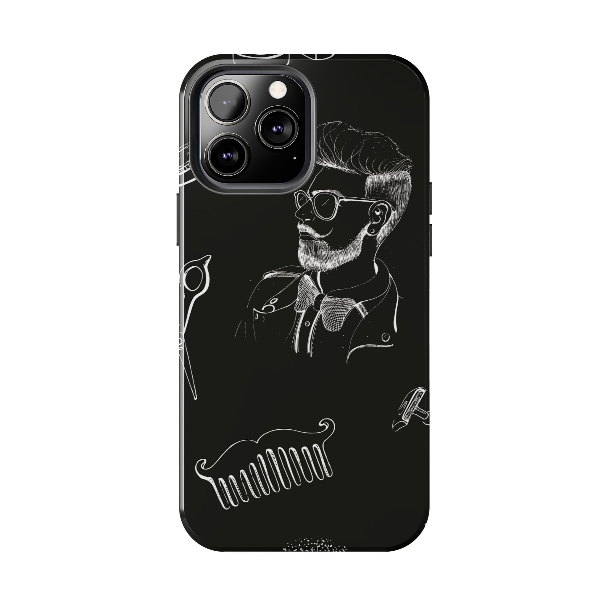 Bearded Barber Sketch Tough Phone Case — Hipster Grooming Design