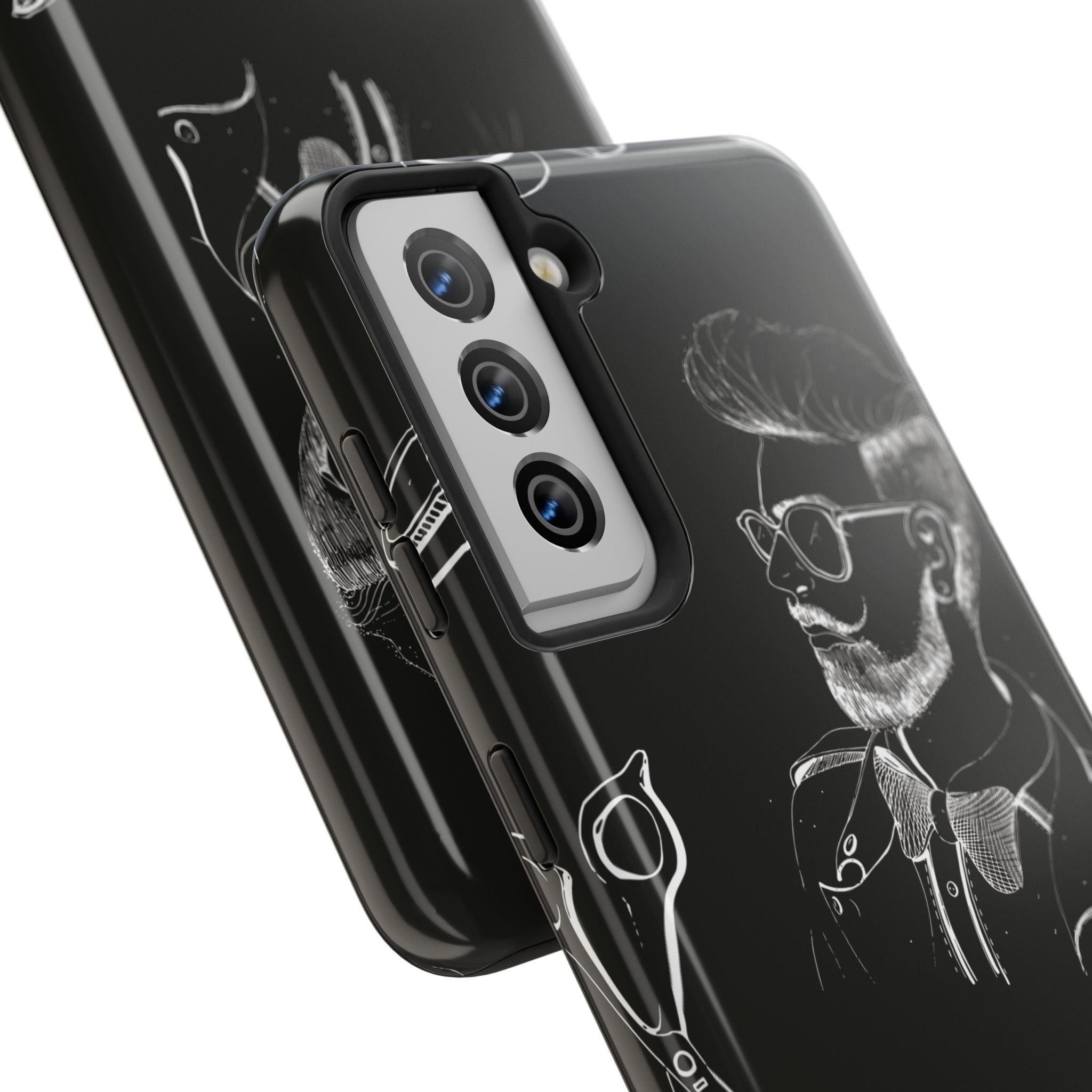 Bearded Barber Sketch Tough Phone Case — Hipster Grooming Design