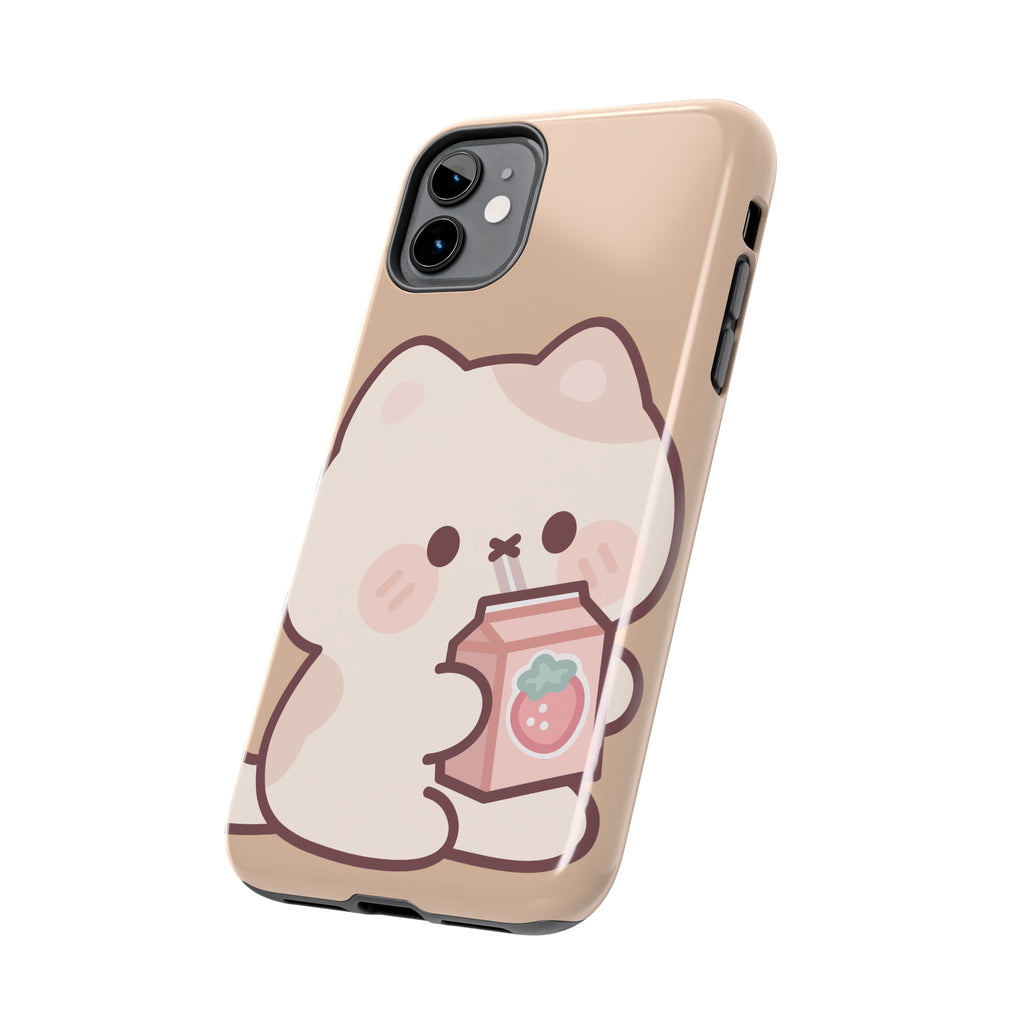 Kawaii Cat with Strawberry Milk Tough Phone Case