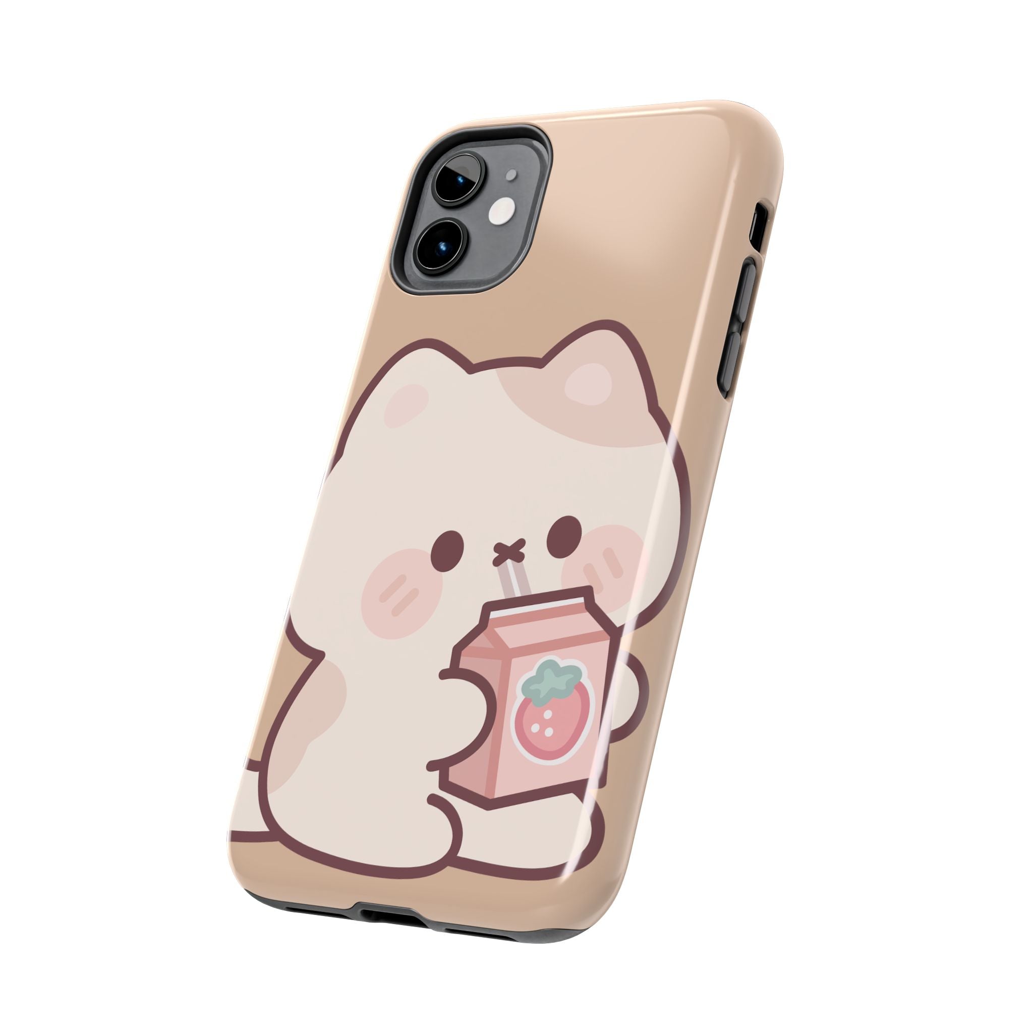 Kawaii Cat with Strawberry Milk Tough Phone Case