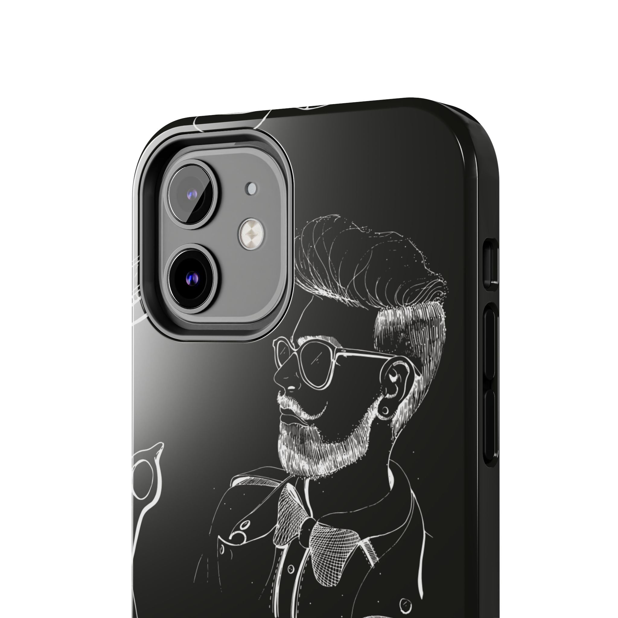 Bearded Barber Sketch Tough Phone Case — Hipster Grooming Design