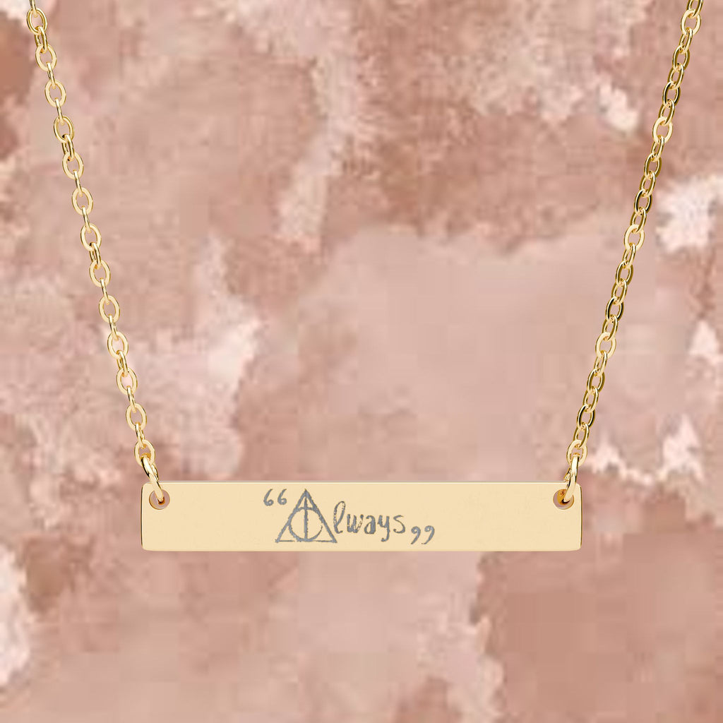 Engravable Horizontal Bar Necklace — (Gold or Silver)