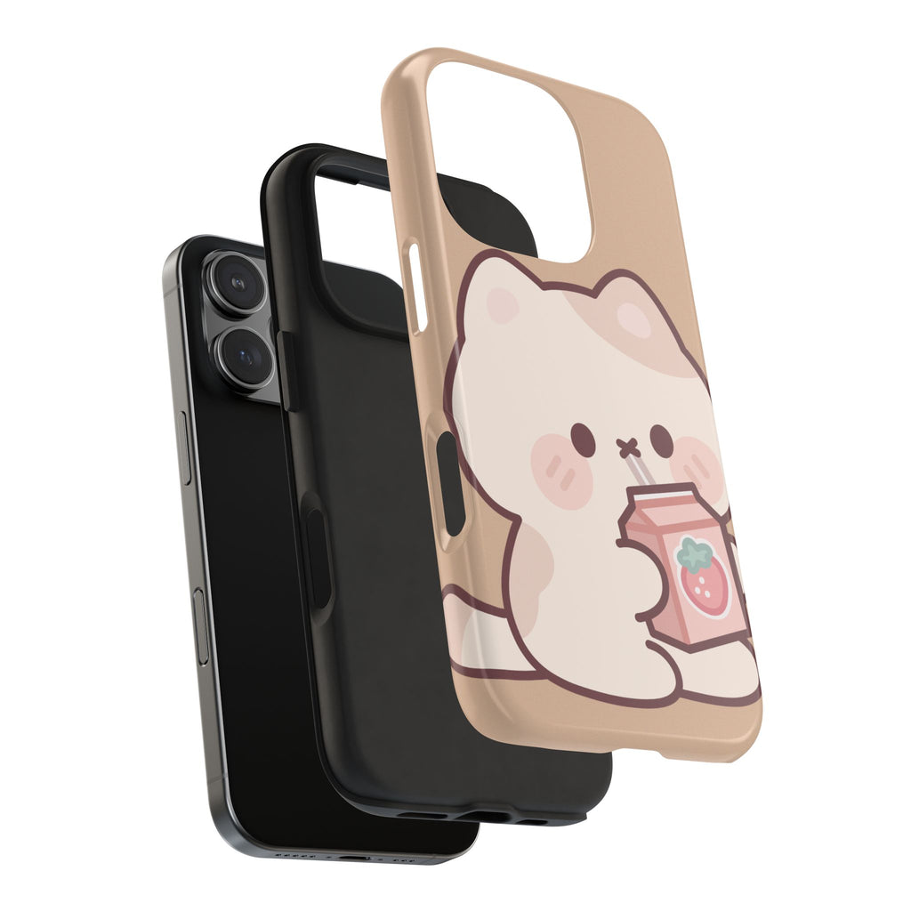 Kawaii Cat with Strawberry Milk Tough Phone Case