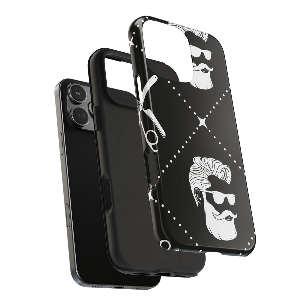 Bearded Barber Pattern Tough Phone Case — Cool Vintage Hipster Design