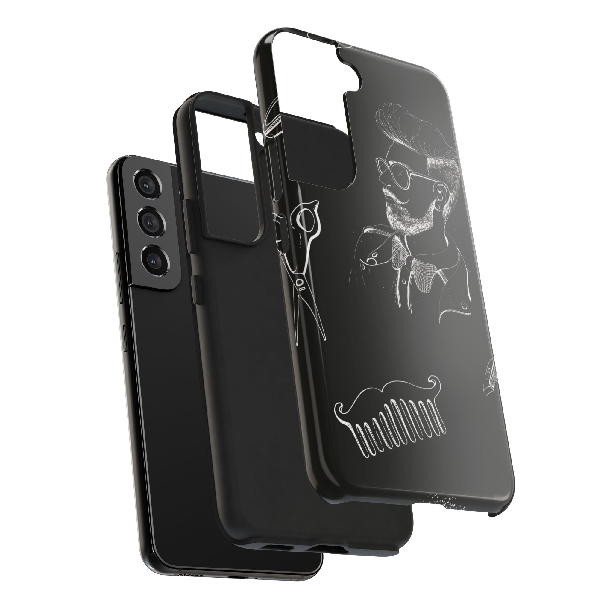 Bearded Barber Sketch Tough Phone Case — Hipster Grooming Design