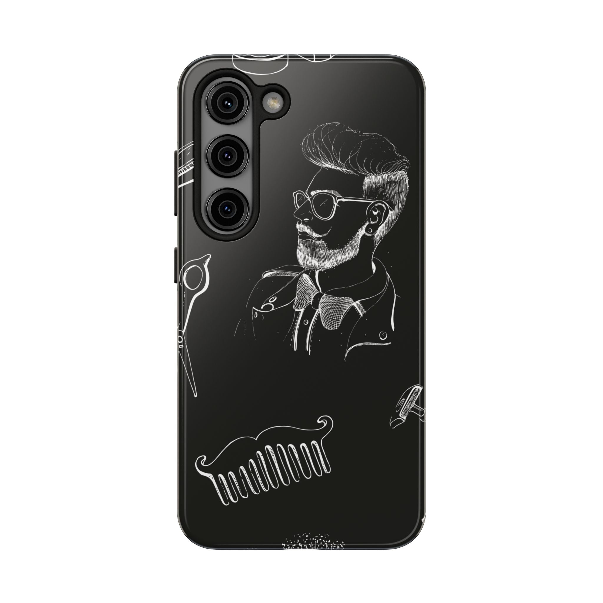 Bearded Barber Sketch Tough Phone Case — Hipster Grooming Design