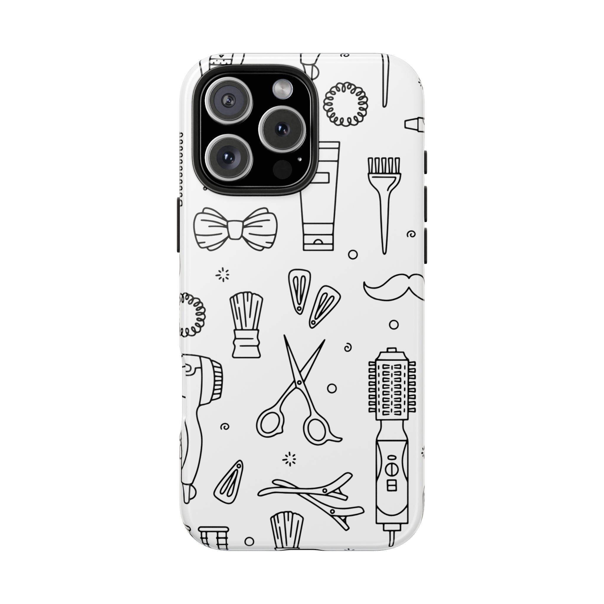 Barber & Stylist Tough Phone Case — Hair Tools Pattern Protective Cover