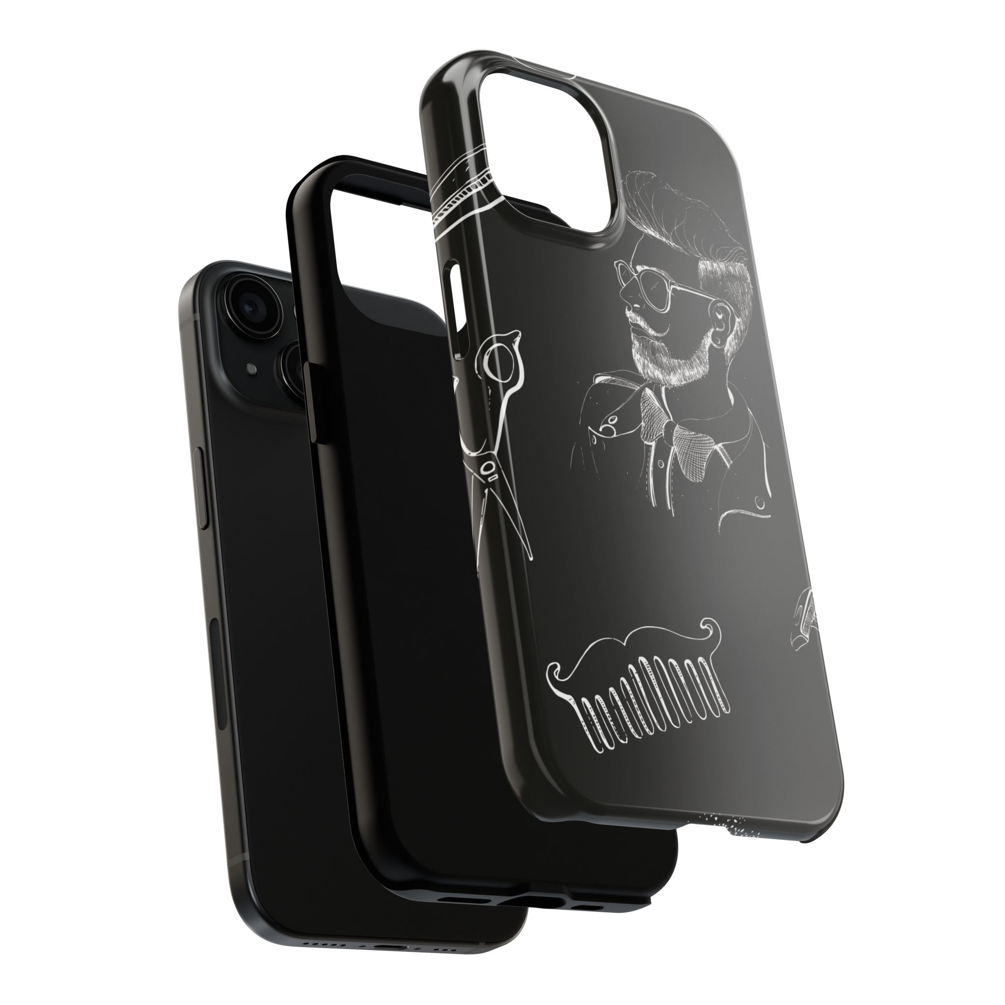 Bearded Barber Sketch Tough Phone Case — Hipster Grooming Design