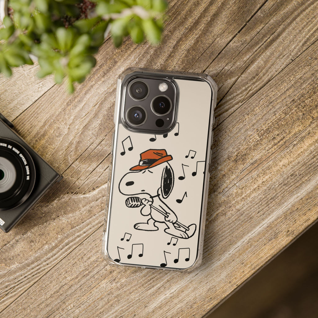 Clear Magnetic Phone Case — Cantando, snoopy