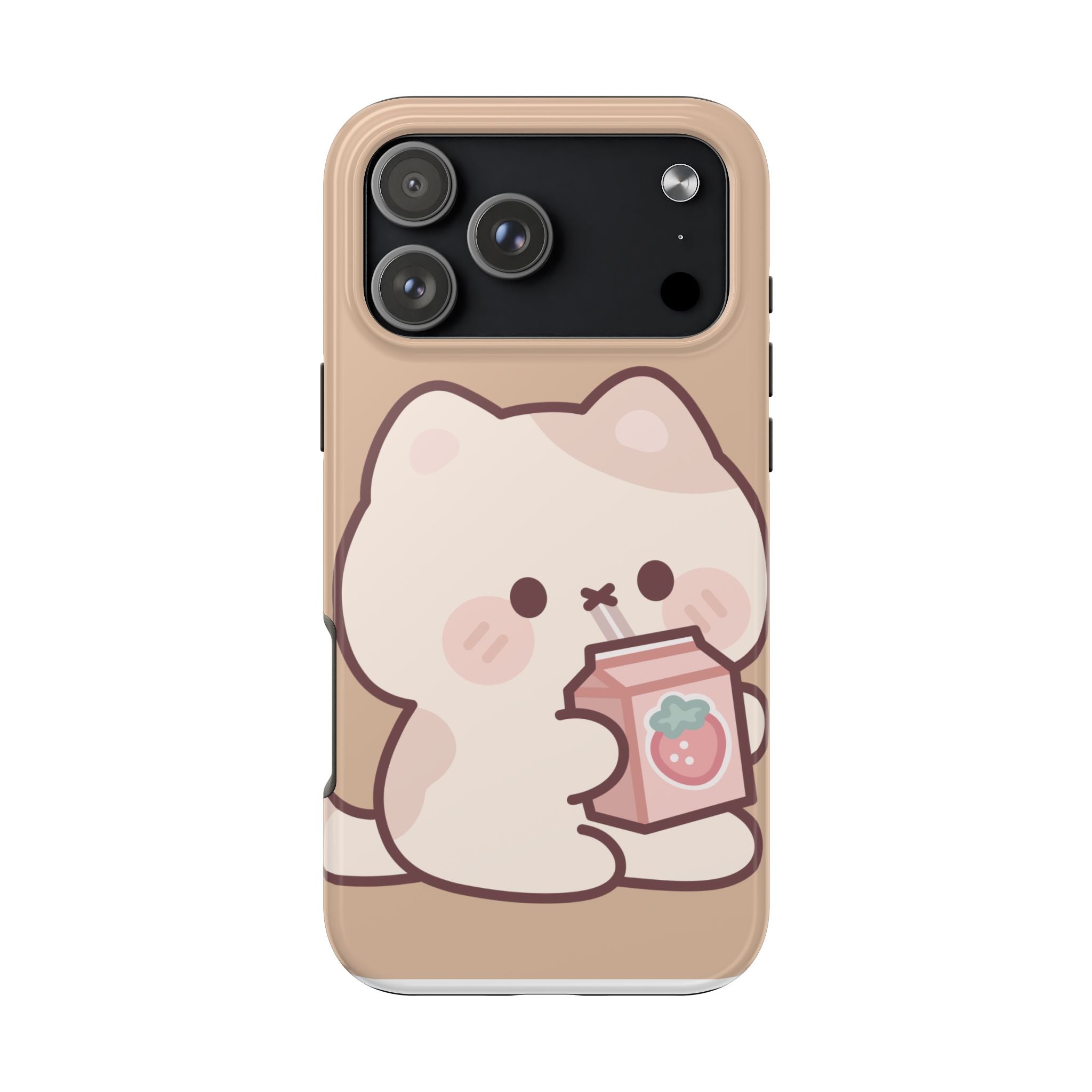Kawaii Cat with Strawberry Milk Tough Phone Case