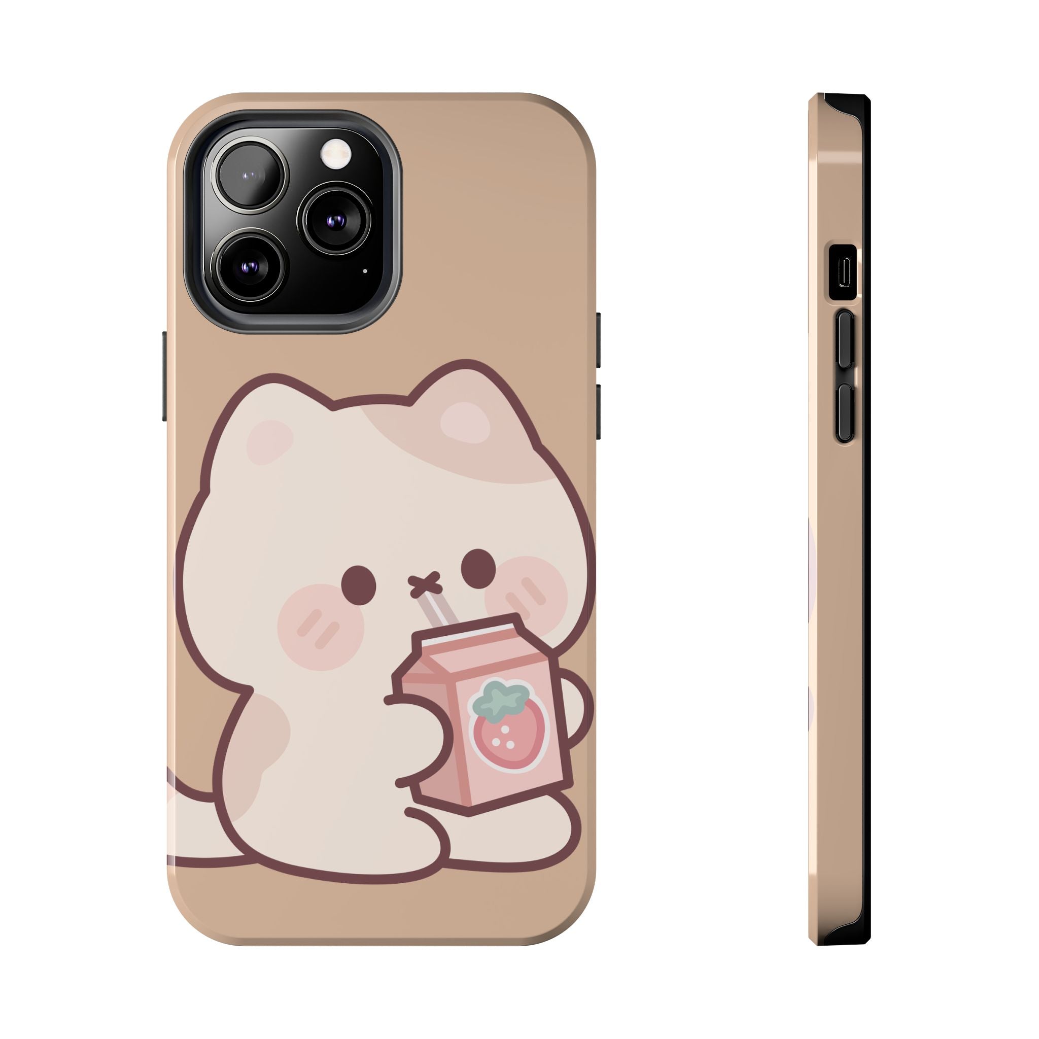 Kawaii Cat with Strawberry Milk Tough Phone Case