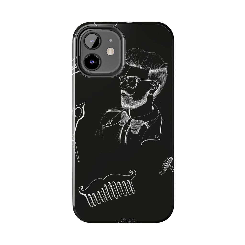 Bearded Barber Sketch Tough Phone Case — Hipster Grooming Design