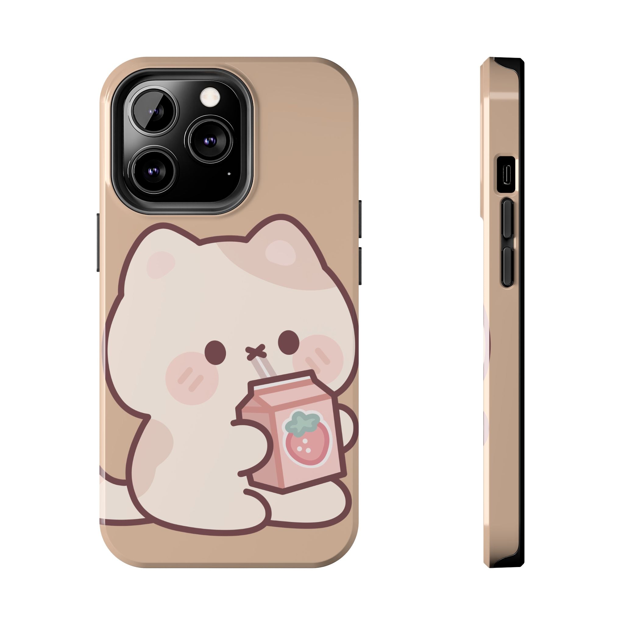Kawaii Cat with Strawberry Milk Tough Phone Case