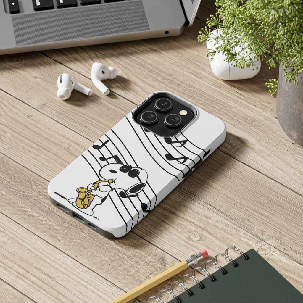 Snoopy Saxophone Tough Phone Case — Musical Notes Protective Cover