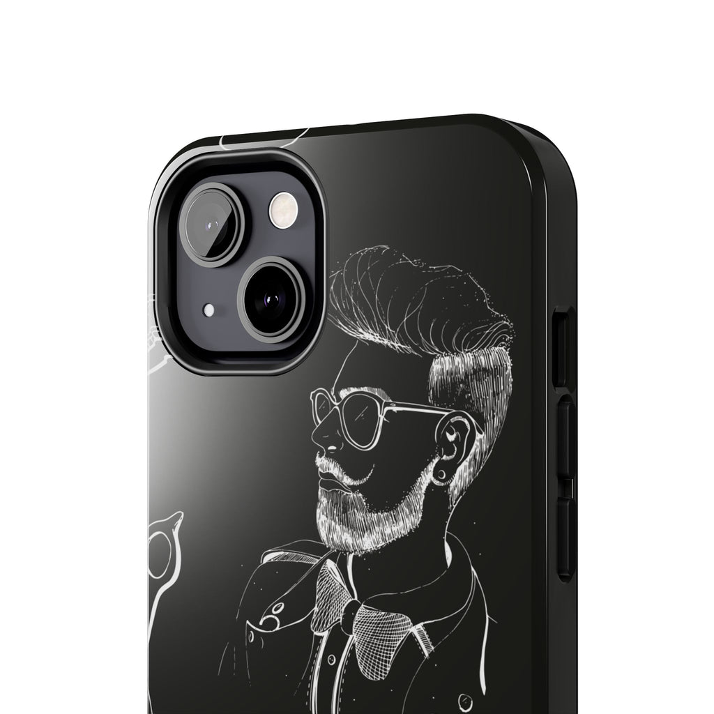 Bearded Barber Sketch Tough Phone Case — Hipster Grooming Design