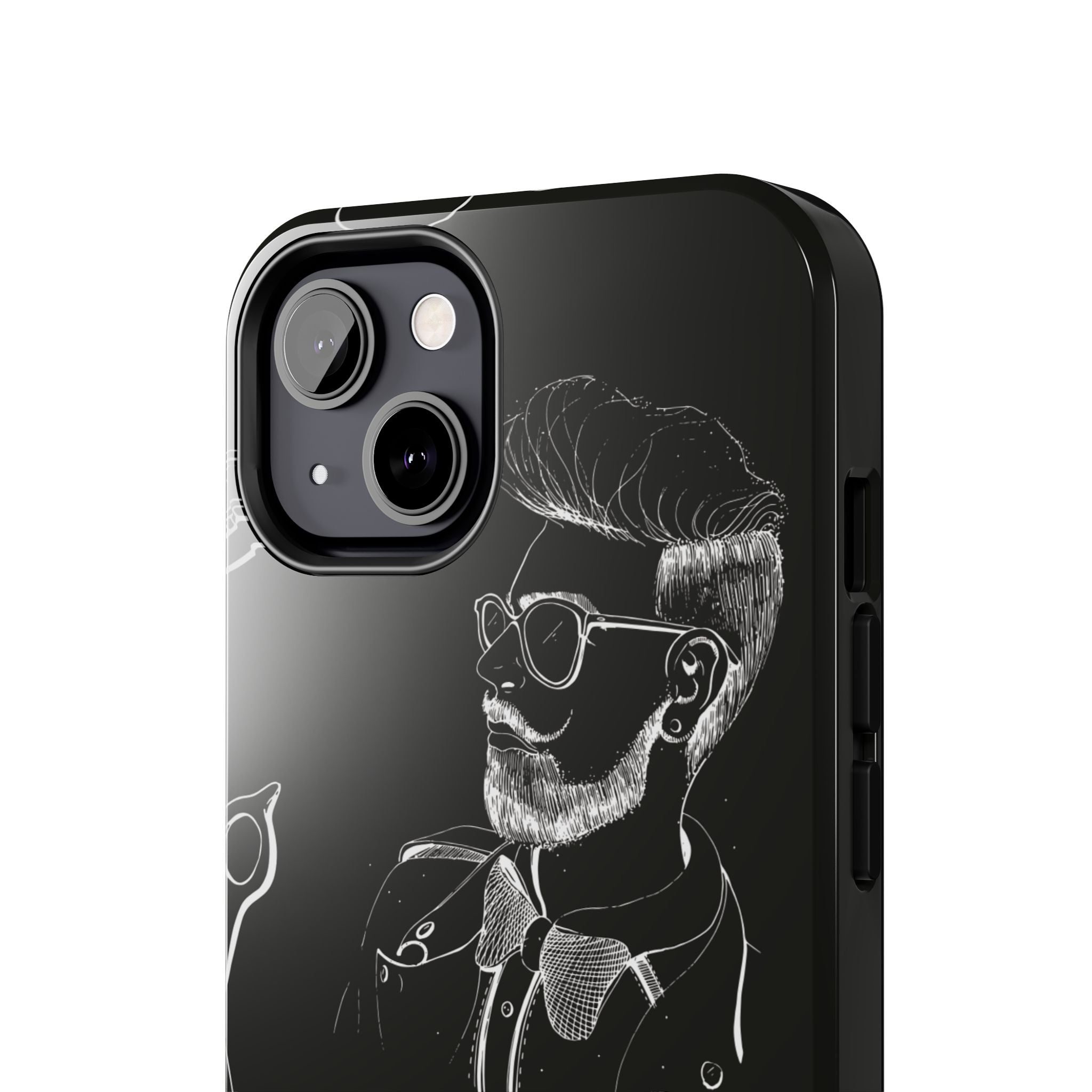 Bearded Barber Sketch Tough Phone Case — Hipster Grooming Design