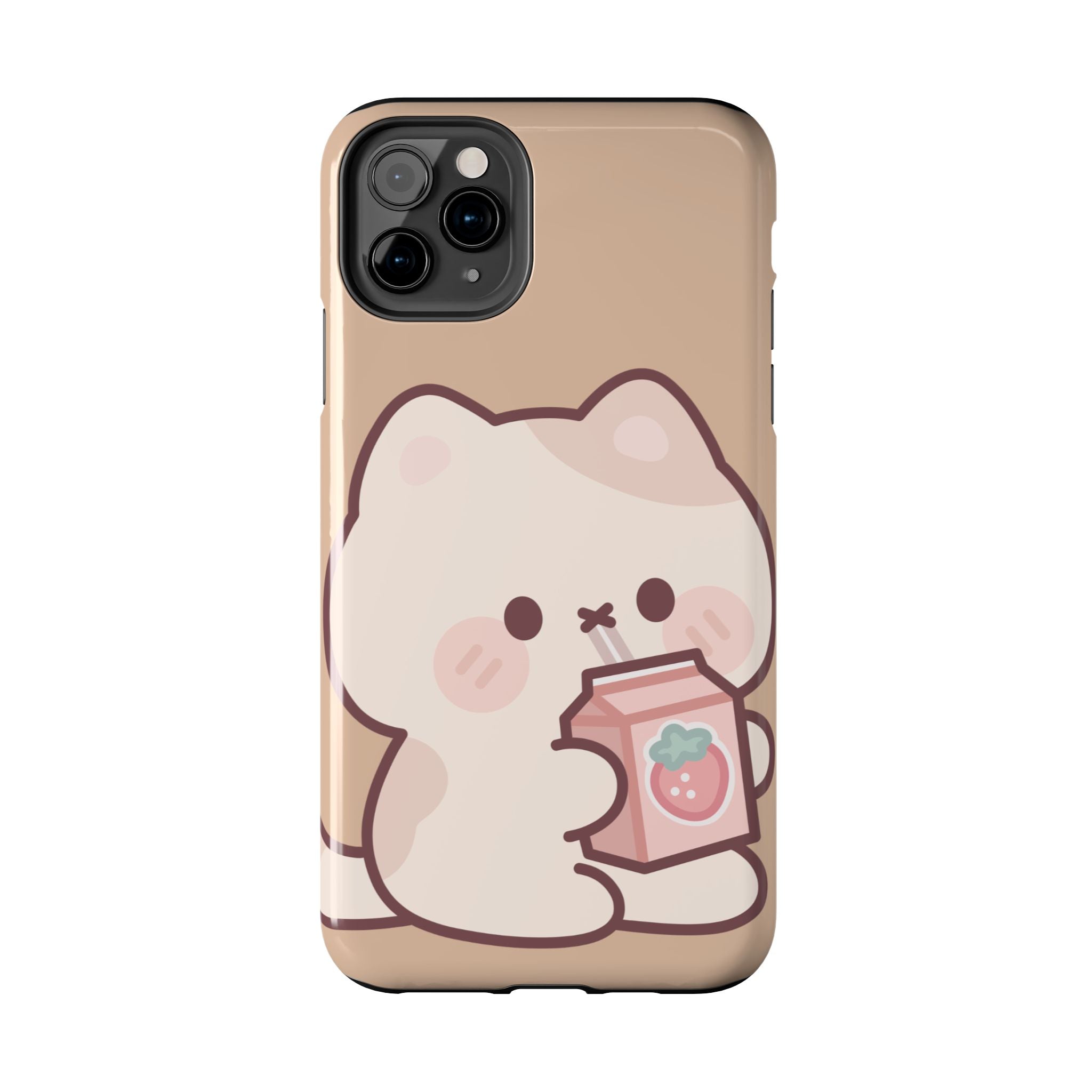 Kawaii Cat with Strawberry Milk Tough Phone Case