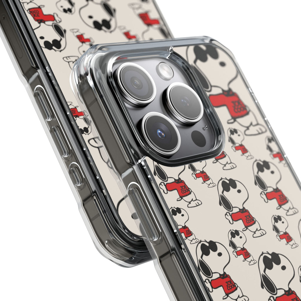 Clear Magnetic Phone Case — Cool Snoopy Pattern (Repeated Retro Dog Design)