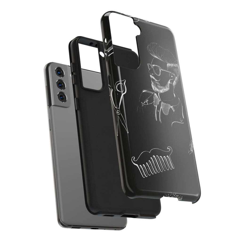 Bearded Barber Sketch Tough Phone Case — Hipster Grooming Design